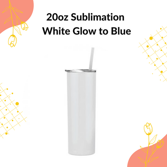 20oz Sublimation | Straight Skinny | White Glow To Blue