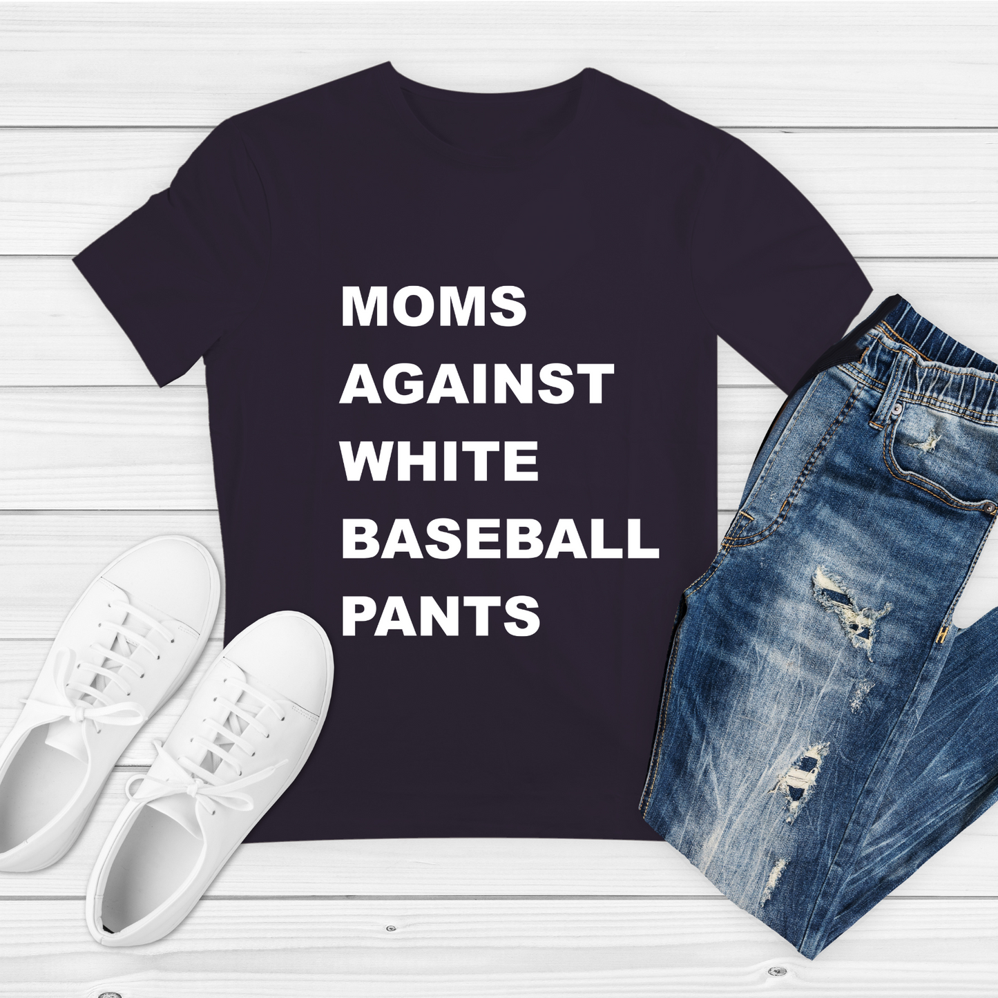 Moms Against White Baseball Pants | Tee
